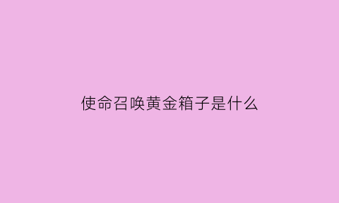 使命召唤黄金箱子是什么