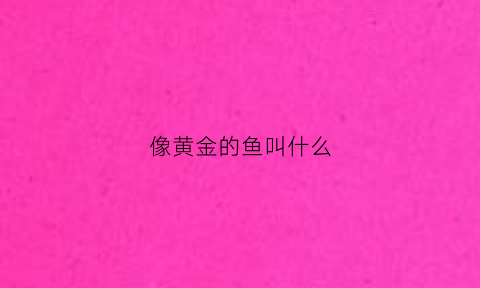 像黄金的鱼叫什么