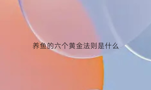 养鱼的六个黄金法则是什么