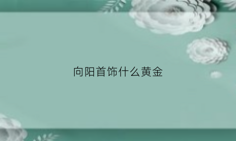 向阳首饰什么黄金(向阳是啥)