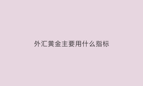 外汇黄金主要用什么指标(外汇黄金指数是多少)