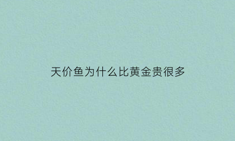 天价鱼为什么比黄金贵很多(为什么鱼这么贵)