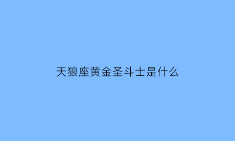 天狼座黄金圣斗士是什么(黄金圣斗士天蝎座是谁)