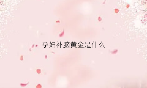 孕妇补脑黄金是什么(孕妇补脑那三个阶段)