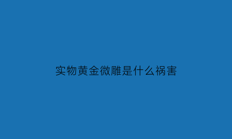 实物黄金微雕是什么祸害(黄金微雕是啥)