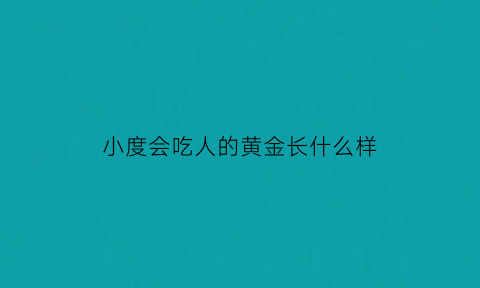 小度会吃人的黄金长什么样(小度最能吃人是谁)