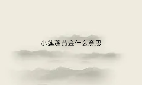 小莲蓬黄金什么意思(莲小蓬是什么等级植物)