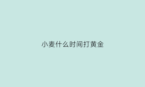 小麦什么时间打黄金(小麦什么时候打最后一遍药)