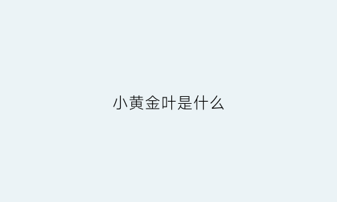 小黄金叶是什么(黄金叶是什么茶)