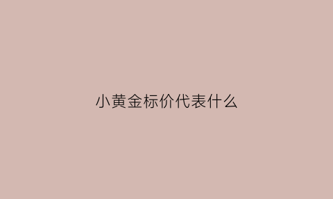 小黄金标价代表什么(小黄金含金量多少)