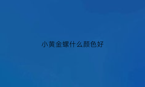 小黄金螺什么颜色好(黄金螺颜色变了怎么回事)