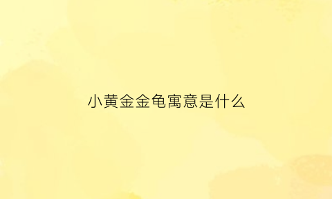 小黄金金龟寓意是什么(小黄金金龟寓意是什么意思)