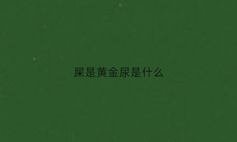 屎是黄金尿是什么(拉尿是金黄的尿有关系吗)