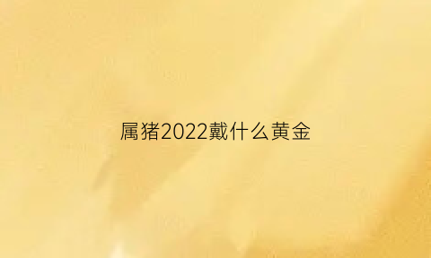 属猪2022戴什么黄金