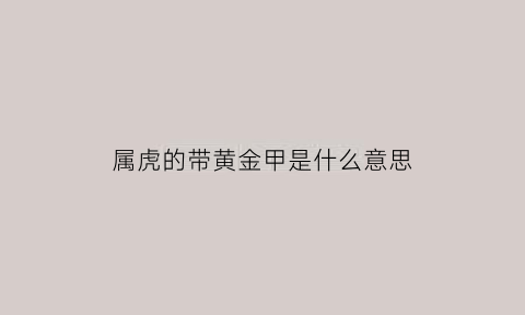 属虎的带黄金甲是什么意思