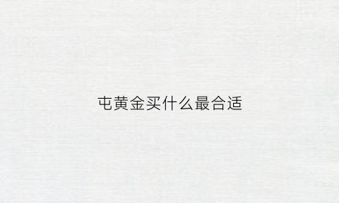 屯黄金买什么最合适