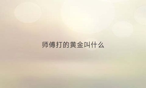 师傅打的黄金叫什么(打金李师傅)