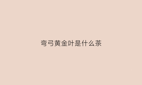 弯弓黄金叶是什么茶