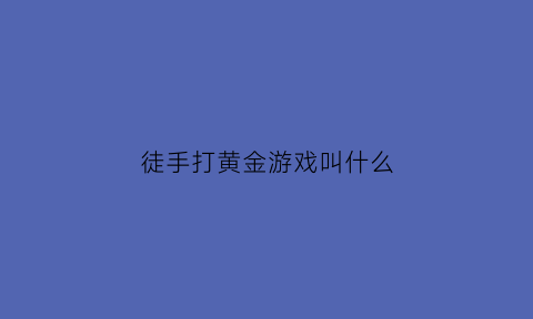 徒手打黄金游戏叫什么(徒手可以玩的游戏)