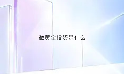 微黄金投资是什么(微黄金买入多久可以卖出)