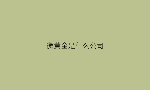 微黄金是什么公司