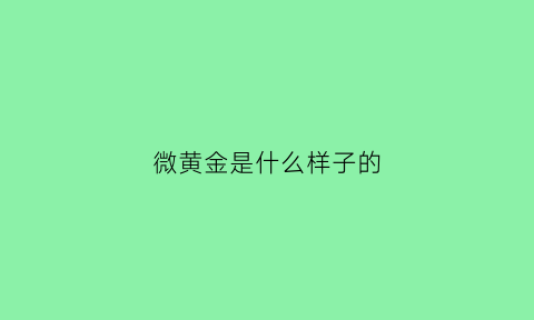 微黄金是什么样子的(微黄金是实时交易吗)