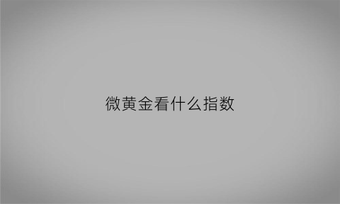 微黄金看什么指数(微黄金是实时交易吗)