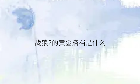 战狼2的黄金搭档是什么