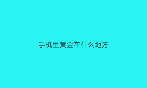 手机里黄金在什么地方(手机里的黄金在什么位置图)