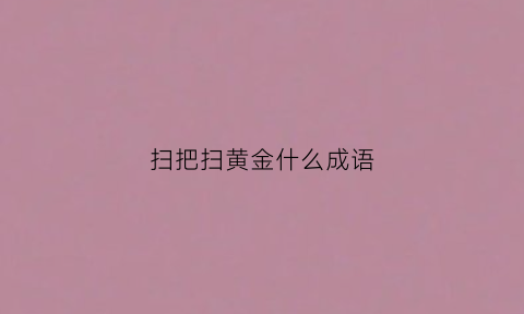 扫把扫黄金什么成语(扫把扫进的那个叫什么)