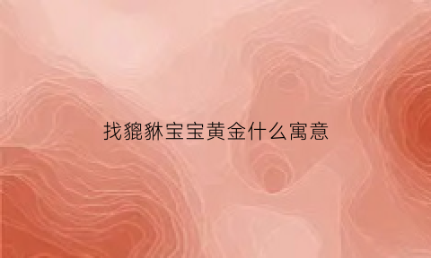 找貔貅宝宝黄金什么寓意