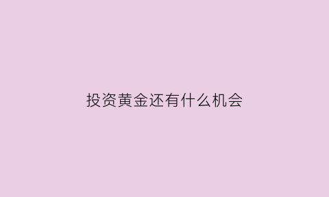 投资黄金还有什么机会(投资黄金有前途吗)