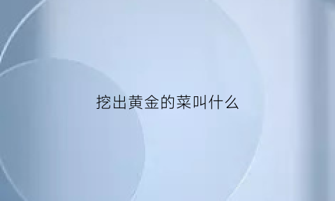 挖出黄金的菜叫什么