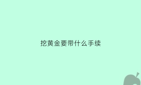 挖黄金要带什么手续(去挖黄金)