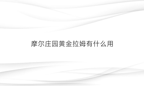 摩尔庄园黄金拉姆有什么用