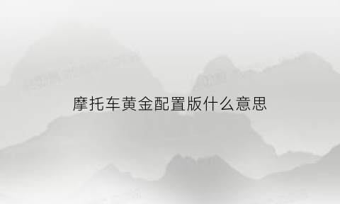 摩托车黄金配置版什么意思