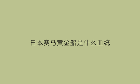 日本赛马黄金船是什么血统