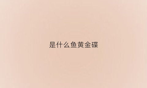 是什么鱼黄金碟