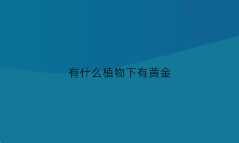 有什么植物下有黄金(什么植物下面有金矿)