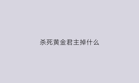 杀死黄金君主掉什么(杀死黄金君主掉什么装备)