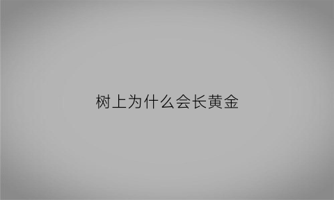 树上为什么会长黄金(树上为什么会长疙瘩)