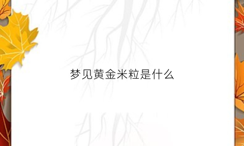 梦见黄金米粒是什么