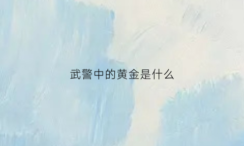 武警中的黄金是什么