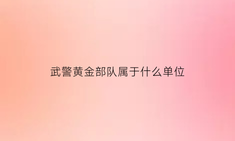 武警黄金部队属于什么单位(武警黄金部队有几个支队)