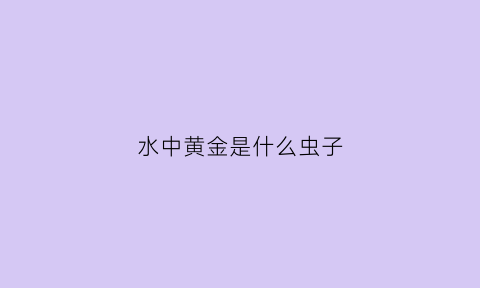 水中黄金是什么虫子(水中黄金是什么鱼)