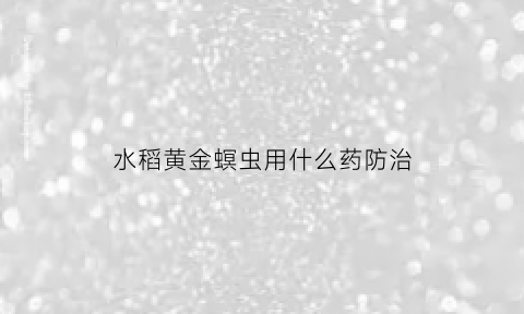 水稻黄金螟虫用什么药防治