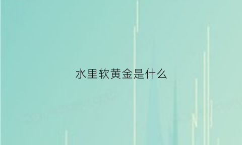 水里软黄金是什么