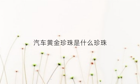 汽车黄金珍珠是什么珍珠