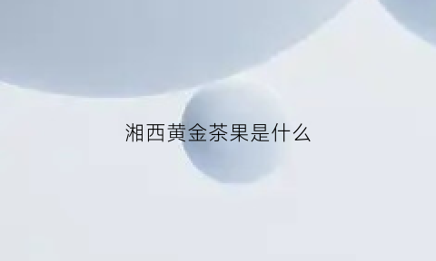 湘西黄金茶果是什么