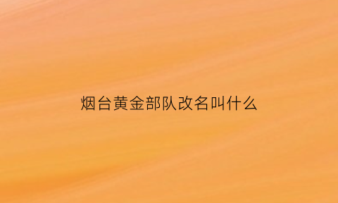 烟台黄金部队改名叫什么(烟台黄金部队改名叫什么了)